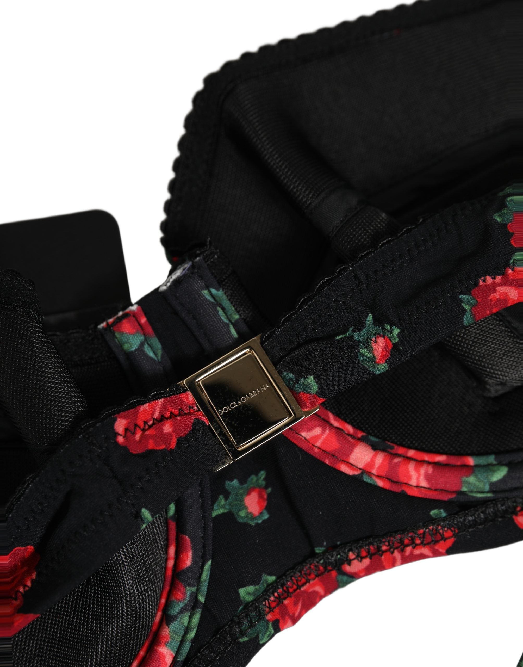 Dolce & Gabbana Black Floral Print Underwire Bikini Top