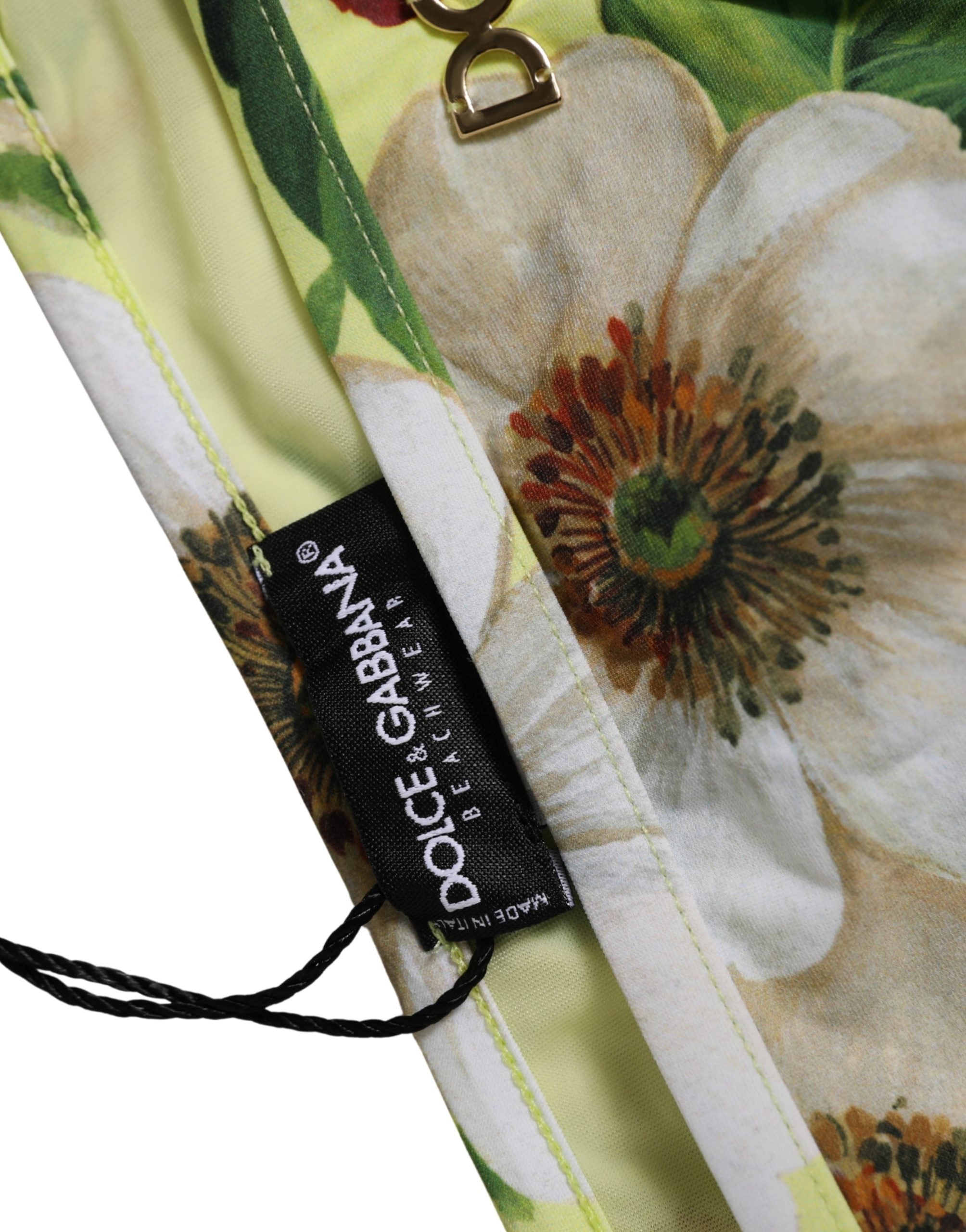 Dolce & Gabbana Yellow Floral Print Bikini Bottom - Luxury Swimwear