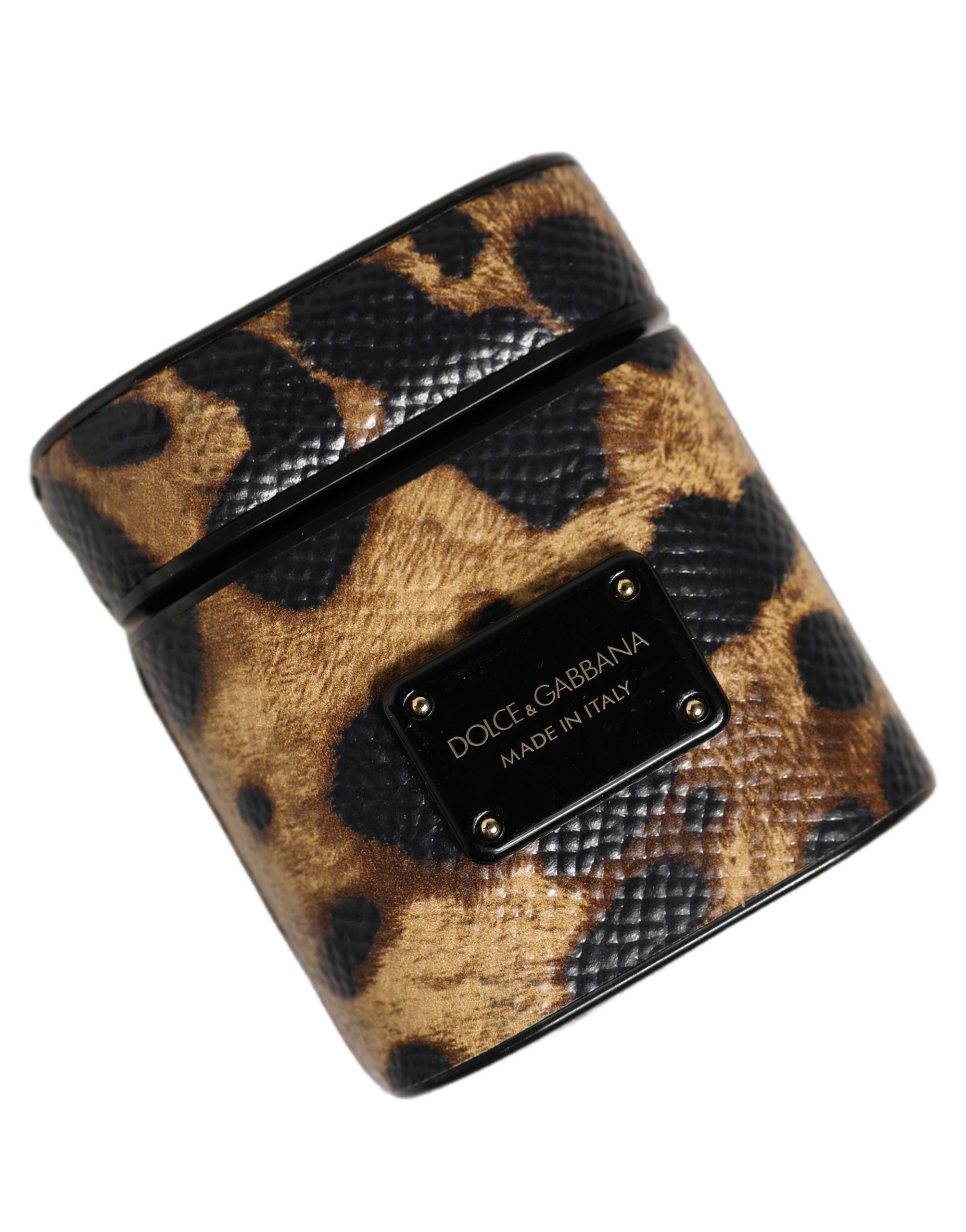 Dolce & Gabbana Brown Leopard Calf Leather AirPods Case