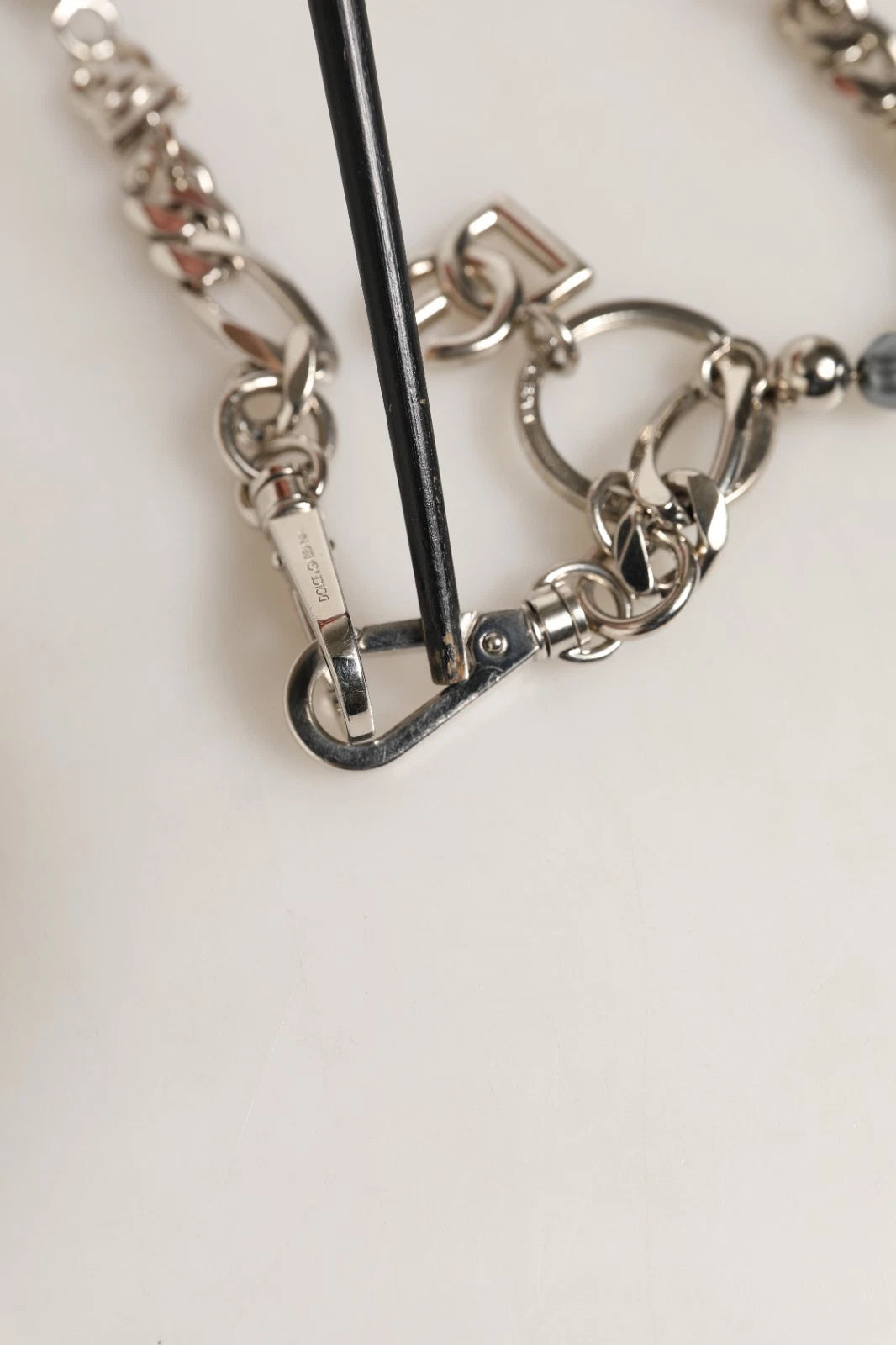 Dolce & Gabbana Silver Tone DG Logo Pendant Necklace - Luxury Elegance