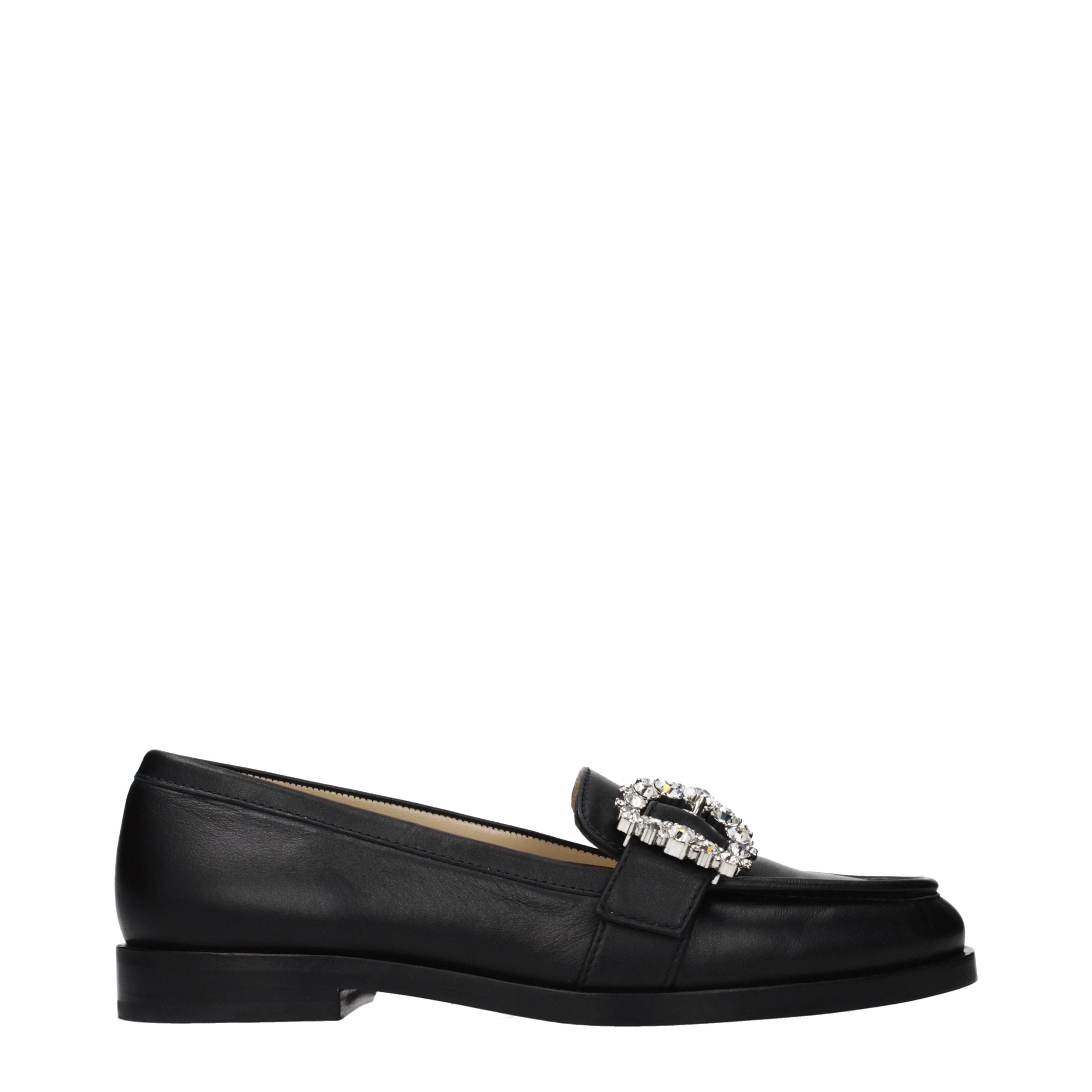 Indulge in the elegance of Jimmy Choo Black Leather Slip-On Loafers, where exquisite craftsmanship meets timeless sophistication, perfect for the discerning individual.