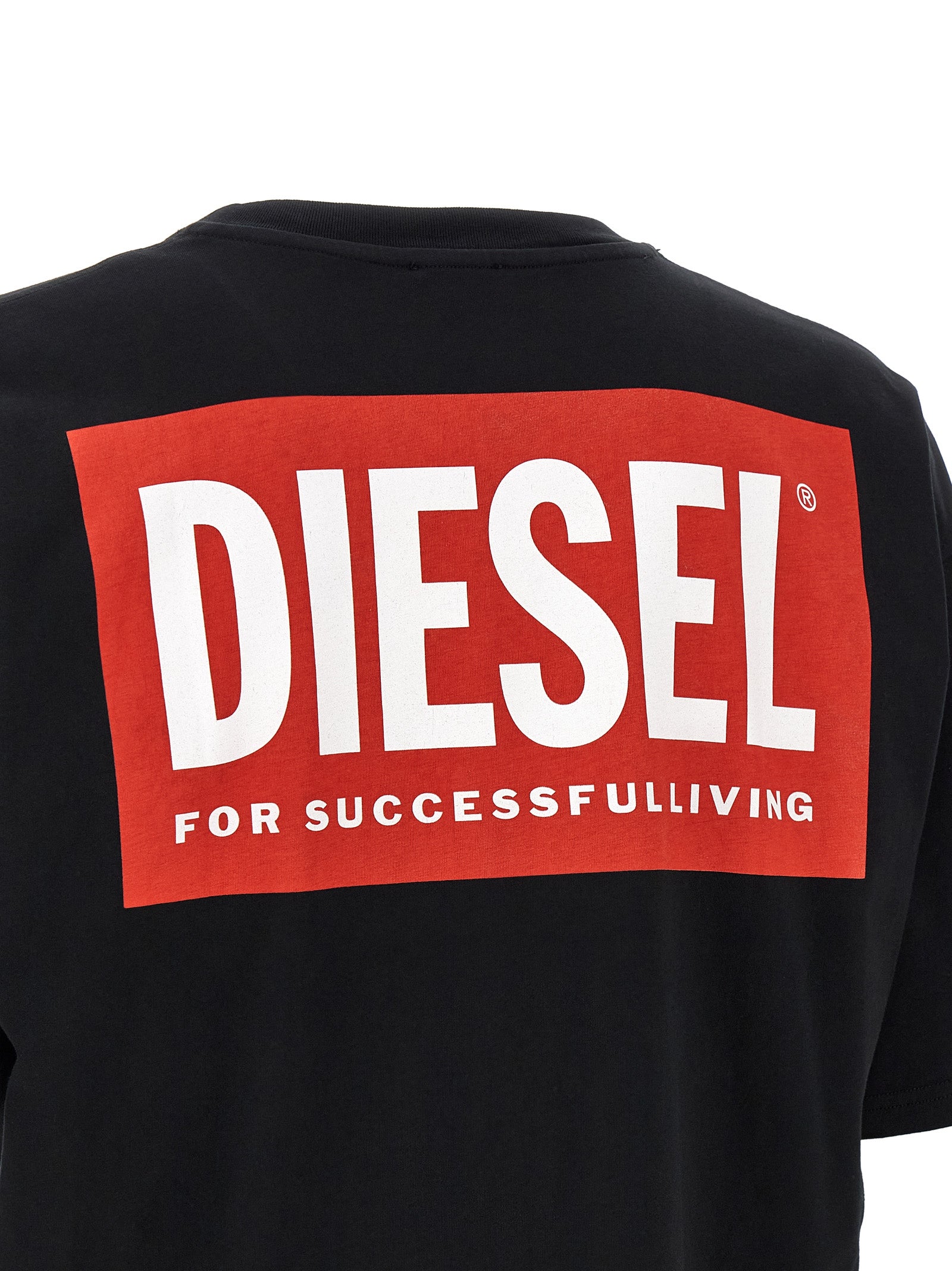 Discover the Diesel Black Cotton T-Shirt, a statement piece crafted from sustainable organic cotton, merging bold design with conscious luxury for the discerning wardrobe.