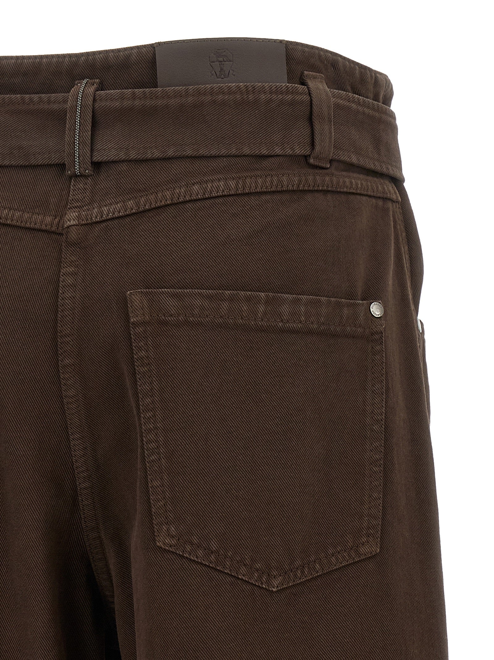 Brunello Cucinelli Wide-Leg Brown Cotton Jeans - Timeless Elegance