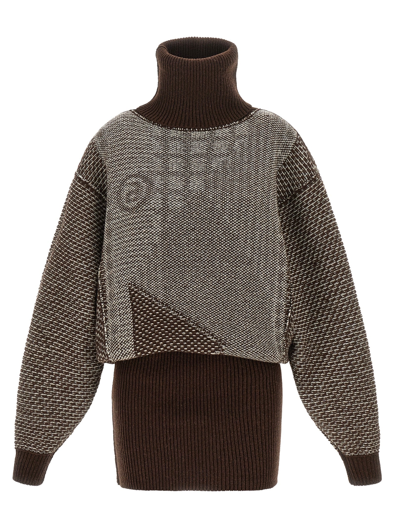 MM6 Maison Margiela Brown Wool Mini Dress - Avant-Garde Luxury