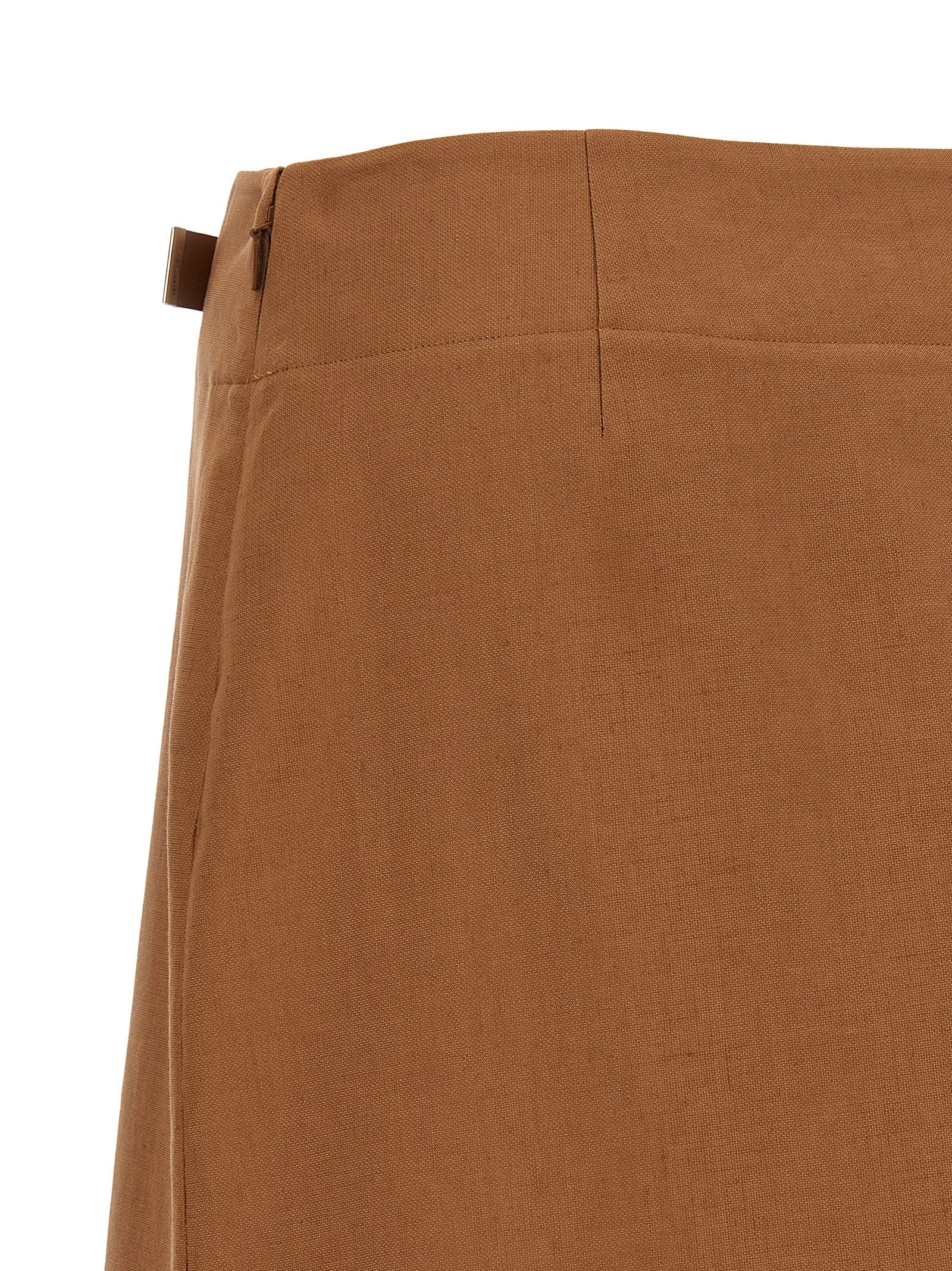 Fendi Brown Linen Midi Skirt - Timeless Elegance Redefined