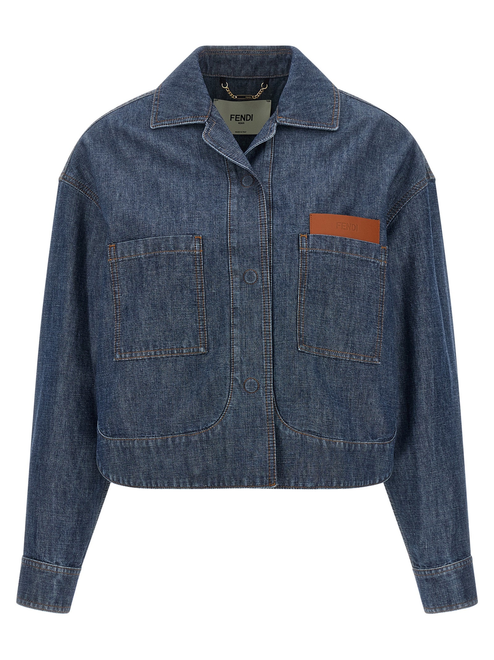 Fendi Blue Cotton Denim Jacket - Timeless Luxury Outerwear