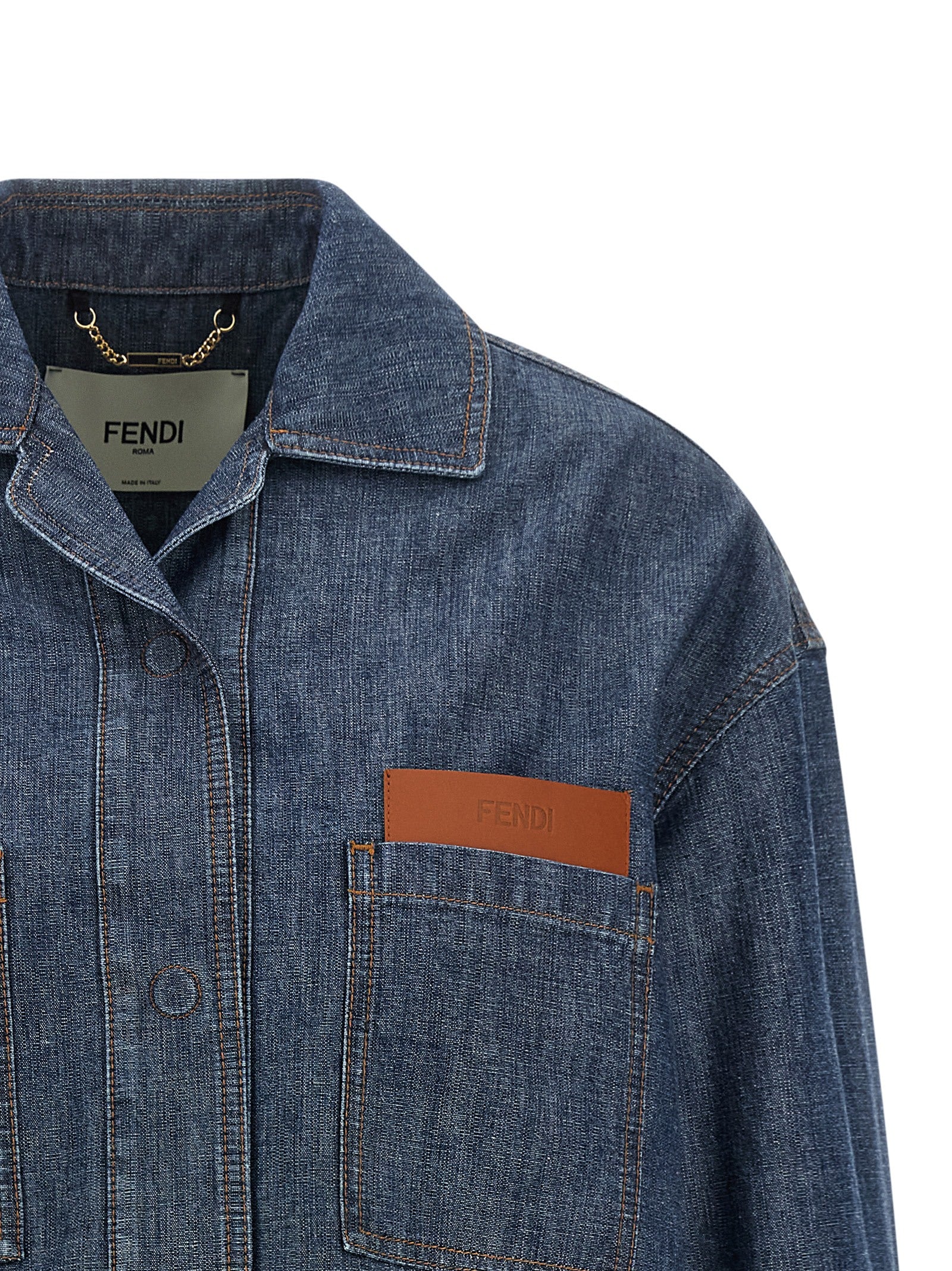 Fendi Blue Cotton Denim Jacket - Timeless Luxury Outerwear
