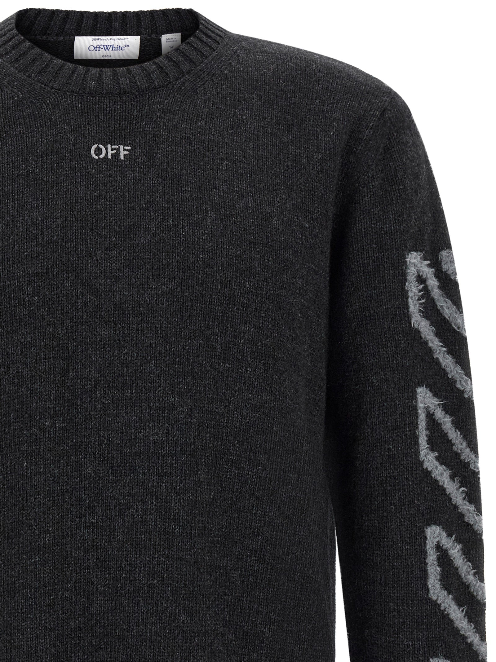 Off-White Gray Wool Cardigan - Elevate Your Streetwear Elegance