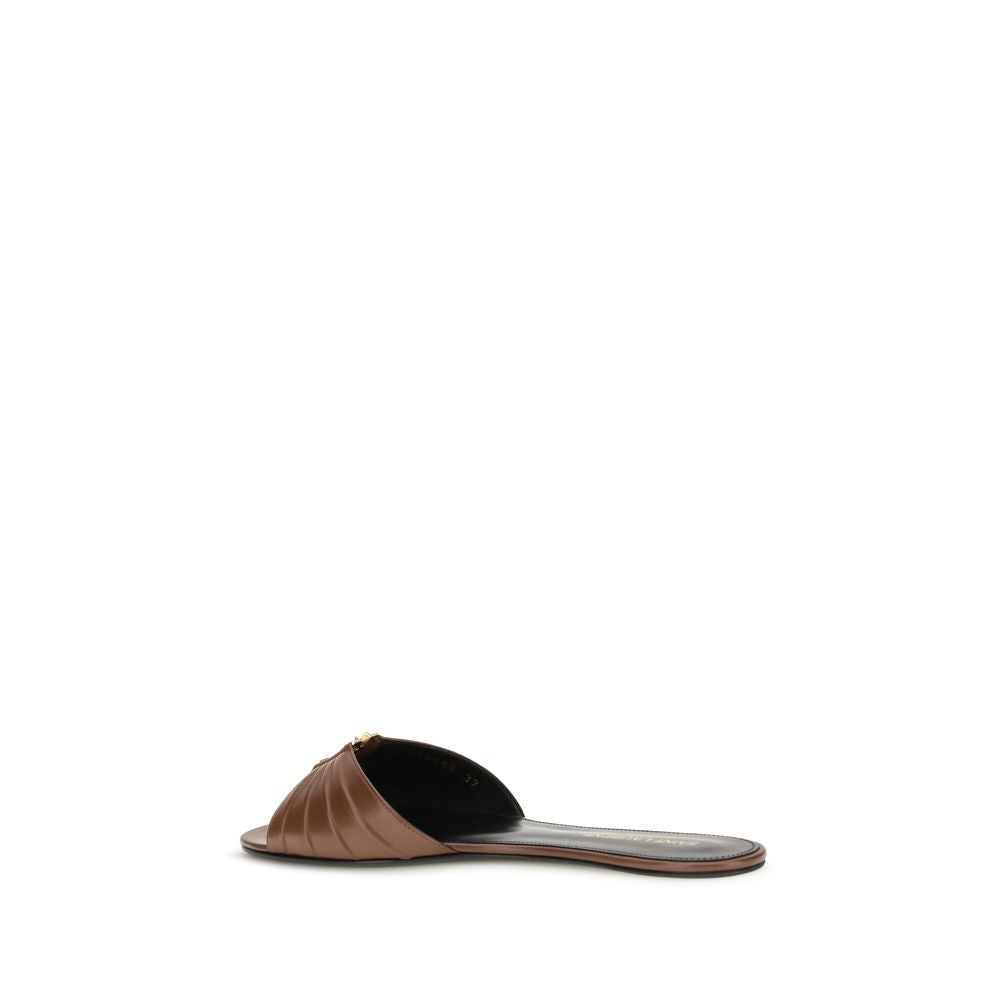 Saint Laurent Babylone Mules - Exquisite Brown Calf Leather Elegance