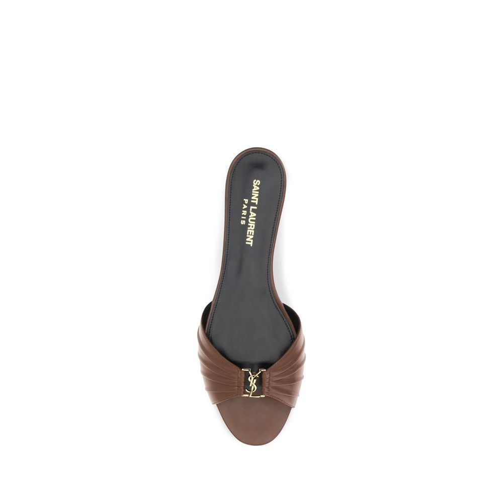 Saint Laurent Brown Calf Leather Mules - Timeless Elegance