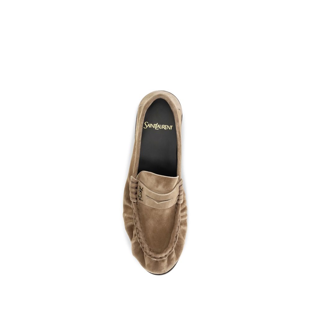 Saint Laurent Slip-On Loafers - Timeless Luxury in Beige Suede
