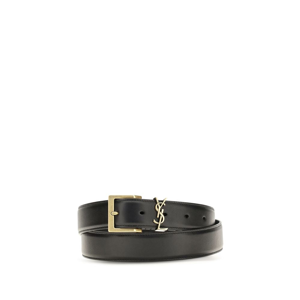 Saint Laurent Black Calf Leather Belt - Timeless Elegance in Luxury