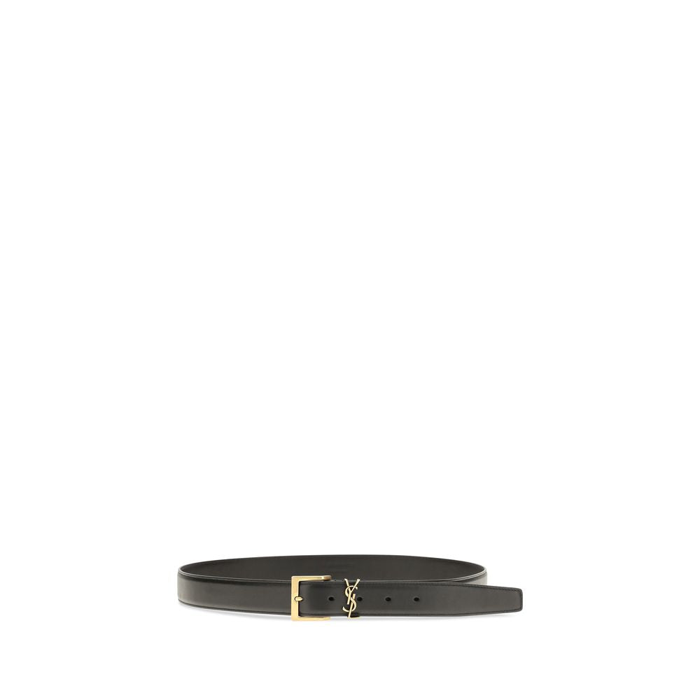 Saint Laurent Black Calf Leather Belt - Timeless Elegance in Luxury