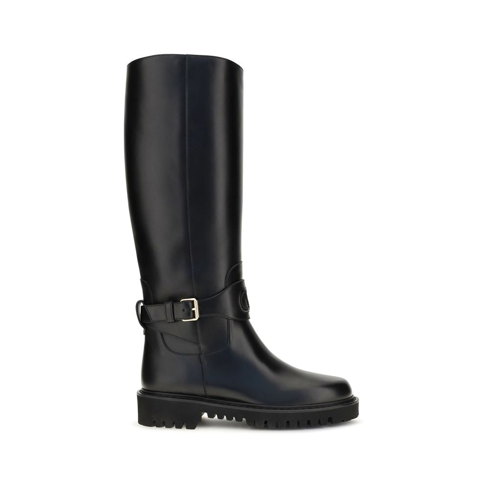 Valentino Garavani Black Calf Leather Flat Boots - Timeless Elegance