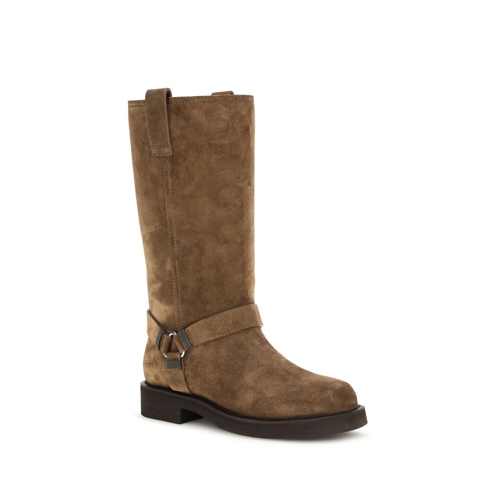 Brunello Cucinelli Calf Leather Flat Boots - Timeless Luxury