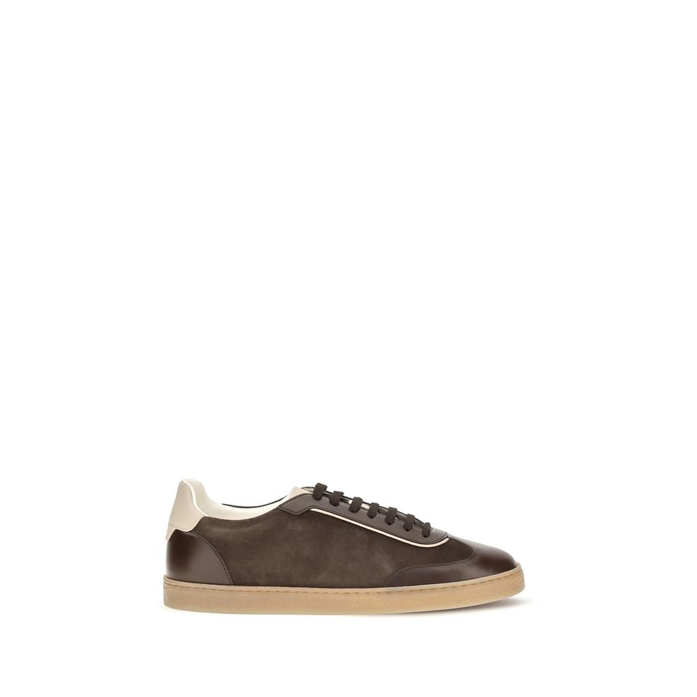 Brunello Cucinelli Brown Calf Leather Low Top Sneakers
