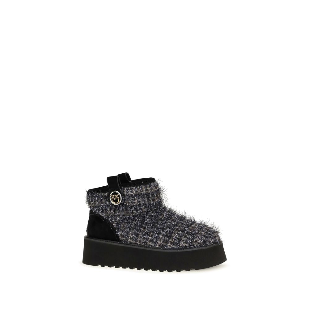 PINKO Black Fabric Ankle Boots - Timeless Elegance Redefined