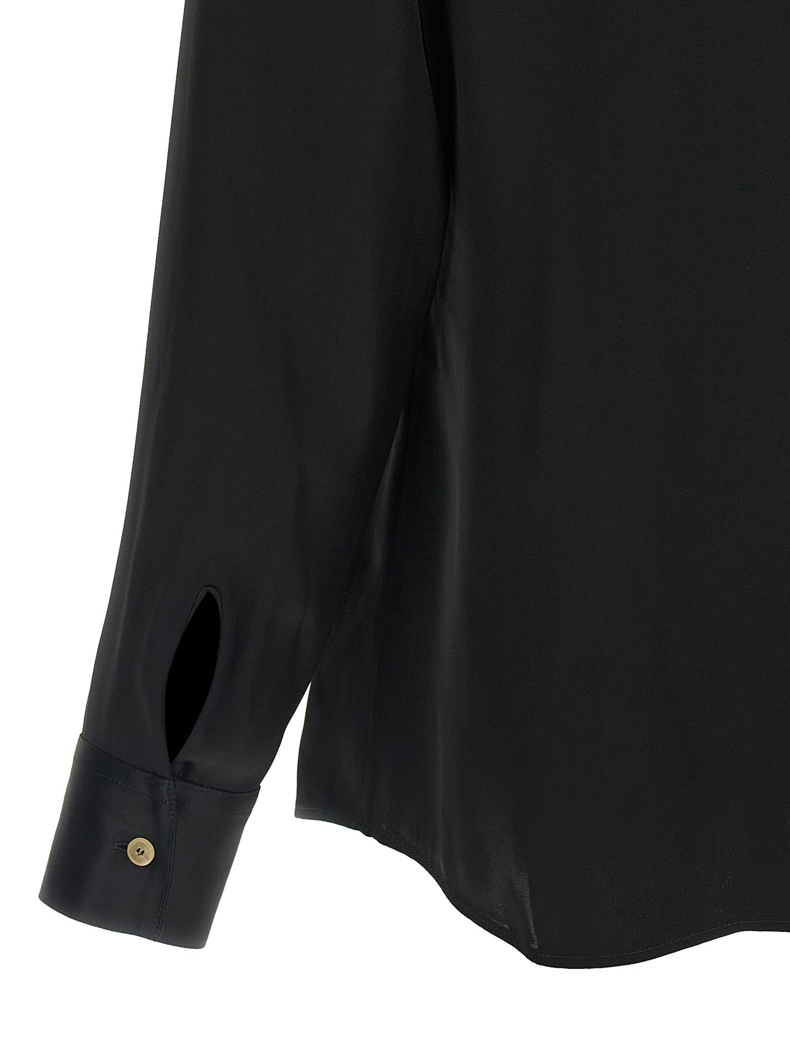 Indulge in the Khaite Black Acetate Blouse, where exquisite craftsmanship meets luxurious materials, embodying timeless elegance for the discerning individual.