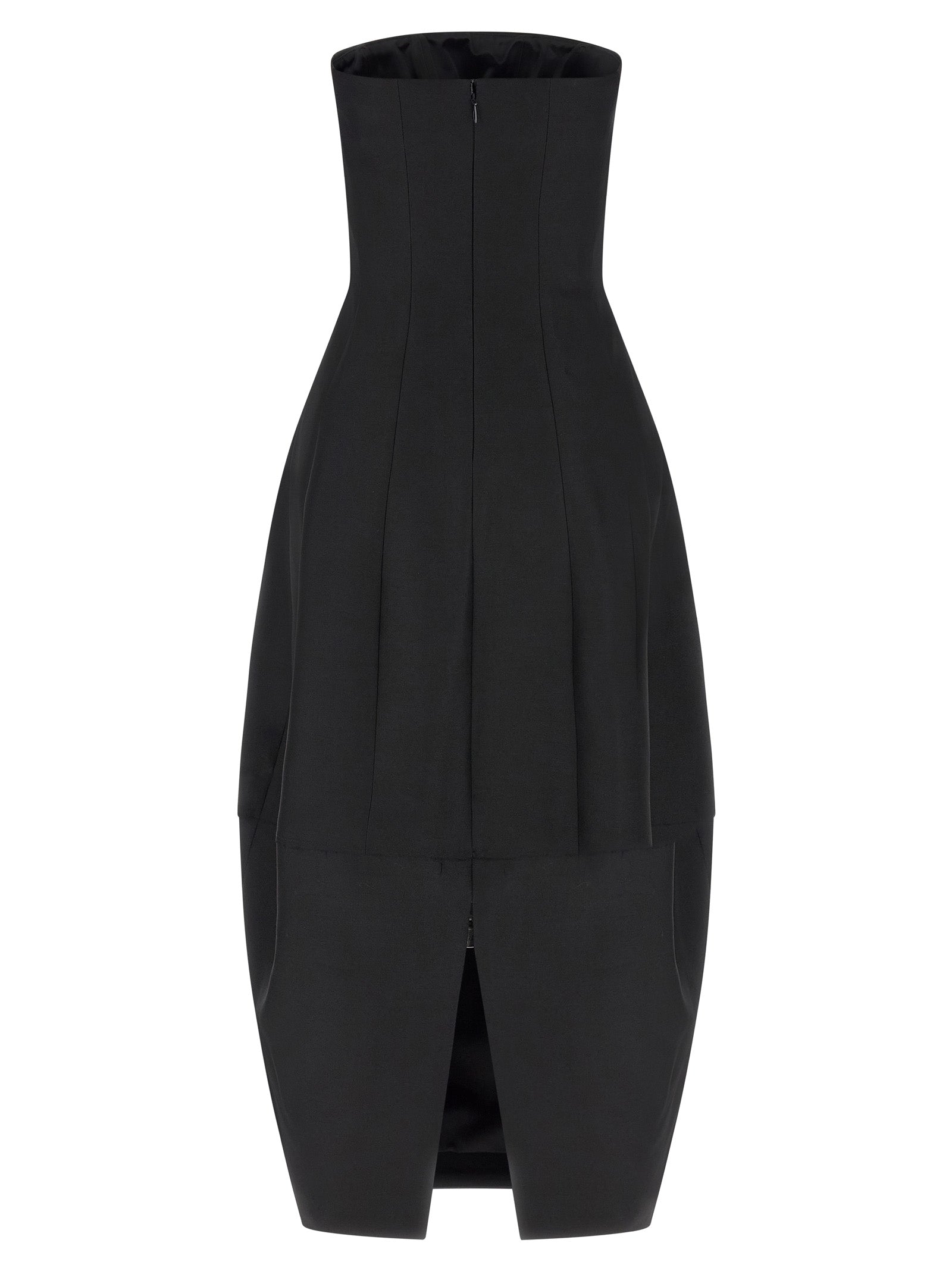 Indulge in the Khaite Black Wool Long Dress, a sculptural masterpiece of fine wool and silk, embodying architectural elegance for unforgettable moments.