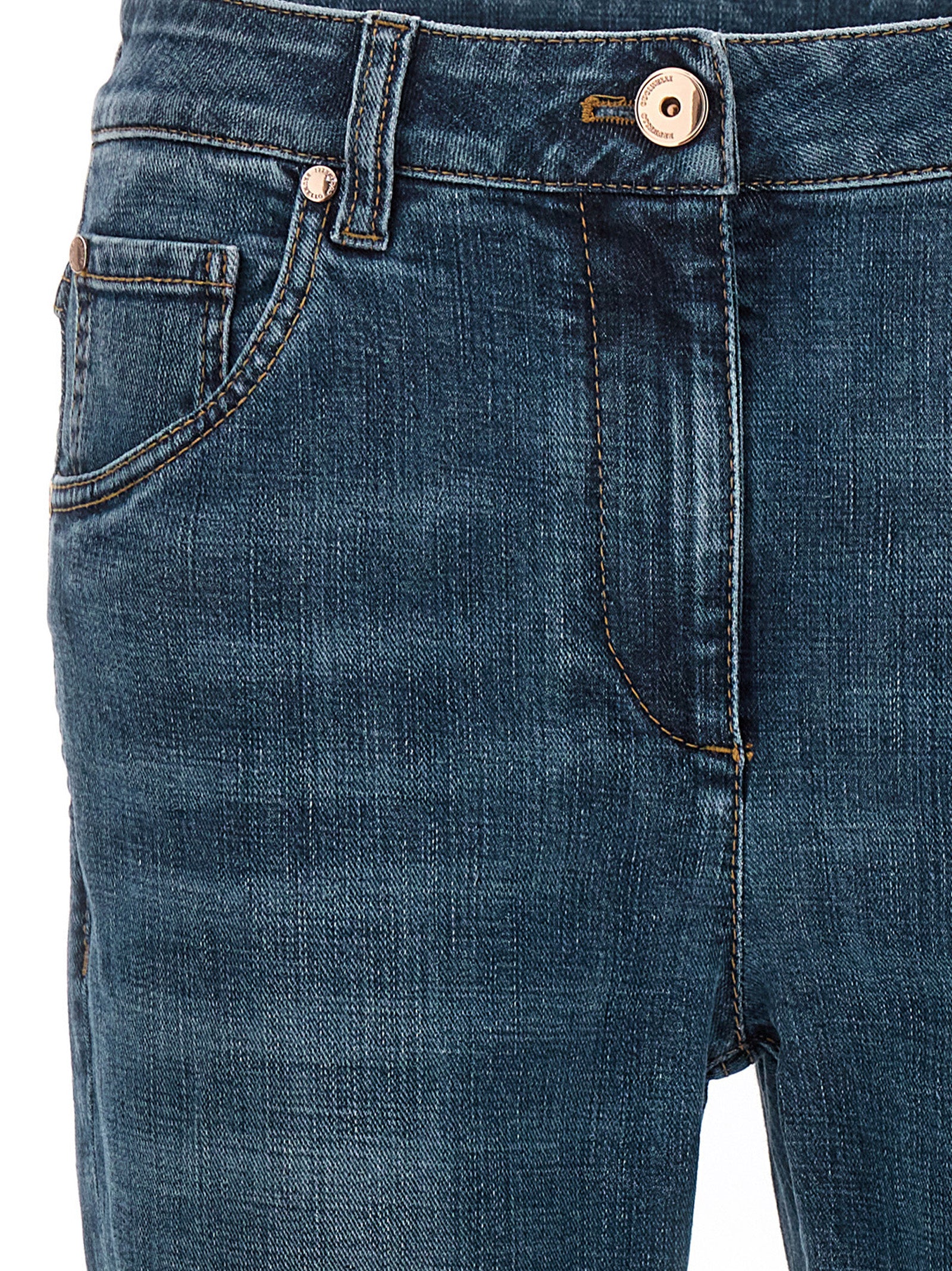 Indulge in the exquisite craftsmanship of Brunello Cucinelli's Blue Cotton Straight-Leg Jeans, where timeless elegance meets luxurious comfort for the discerning individual.