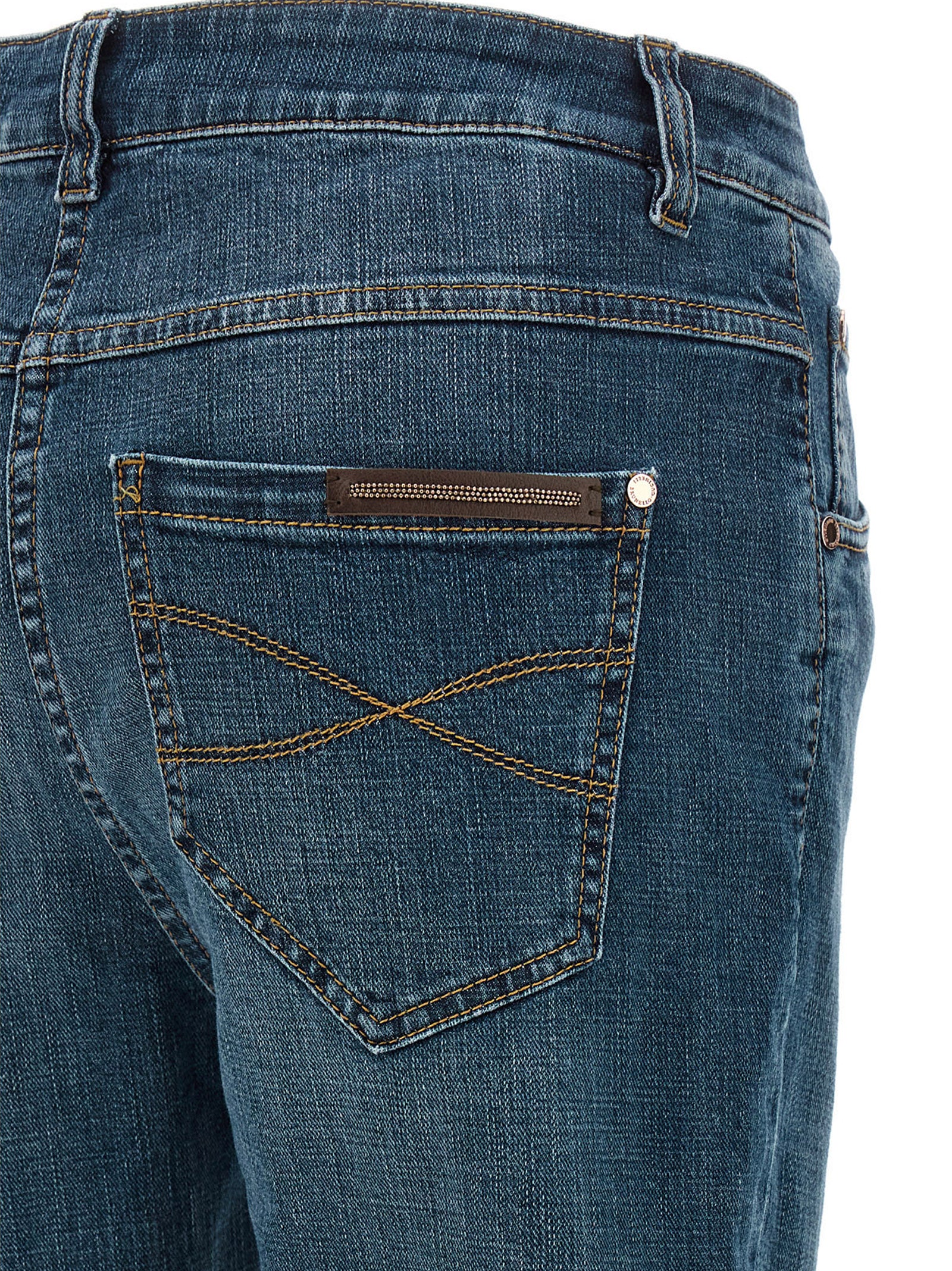Indulge in the exquisite Brunello Cucinelli Blue Cotton Straight-Leg Jeans, where luxurious craftsmanship meets timeless elegance, perfect for the discerning individual.