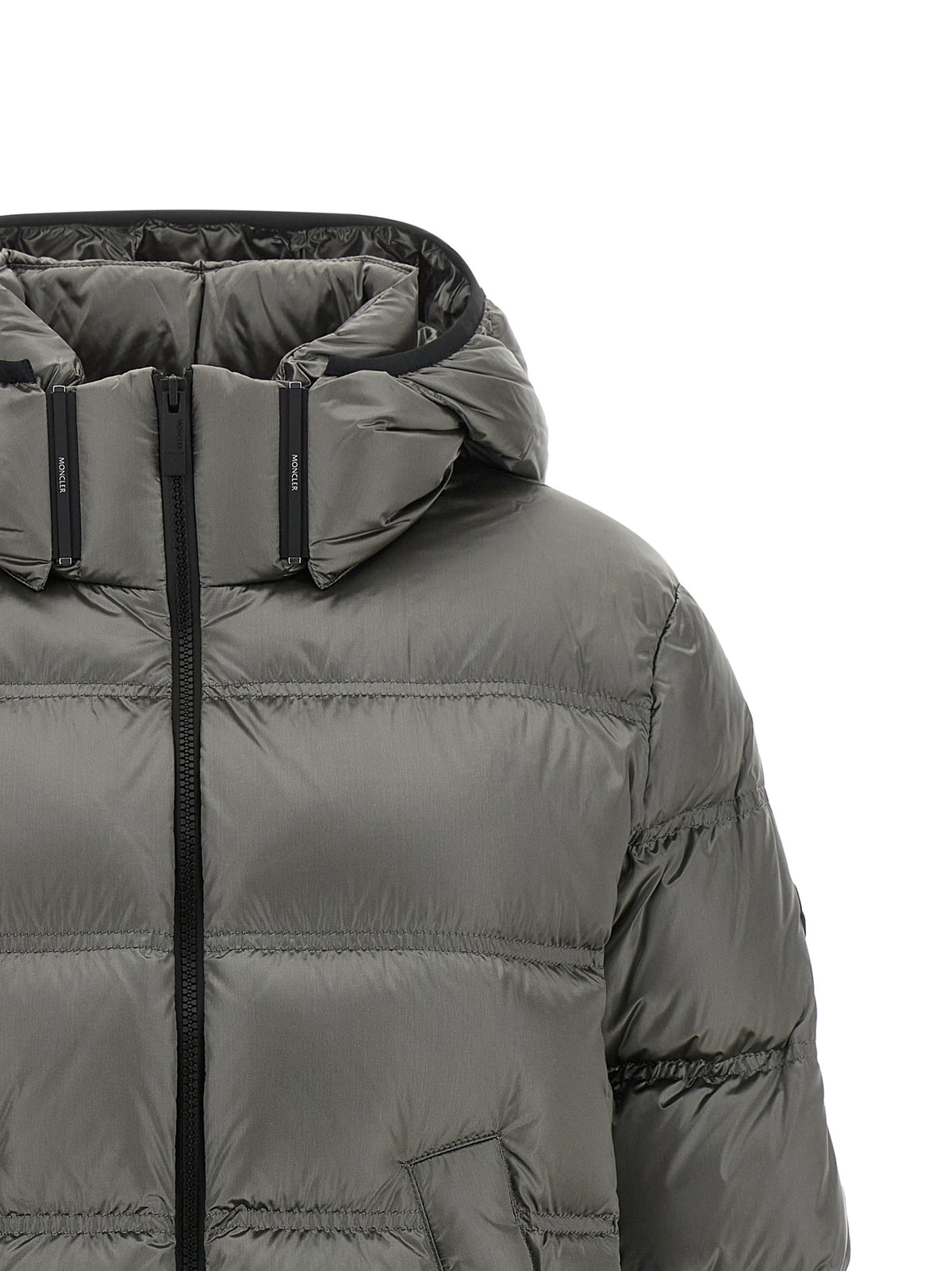 Moncler Gray Polyamide Full-Length Jacket - Elevate Winter Elegance