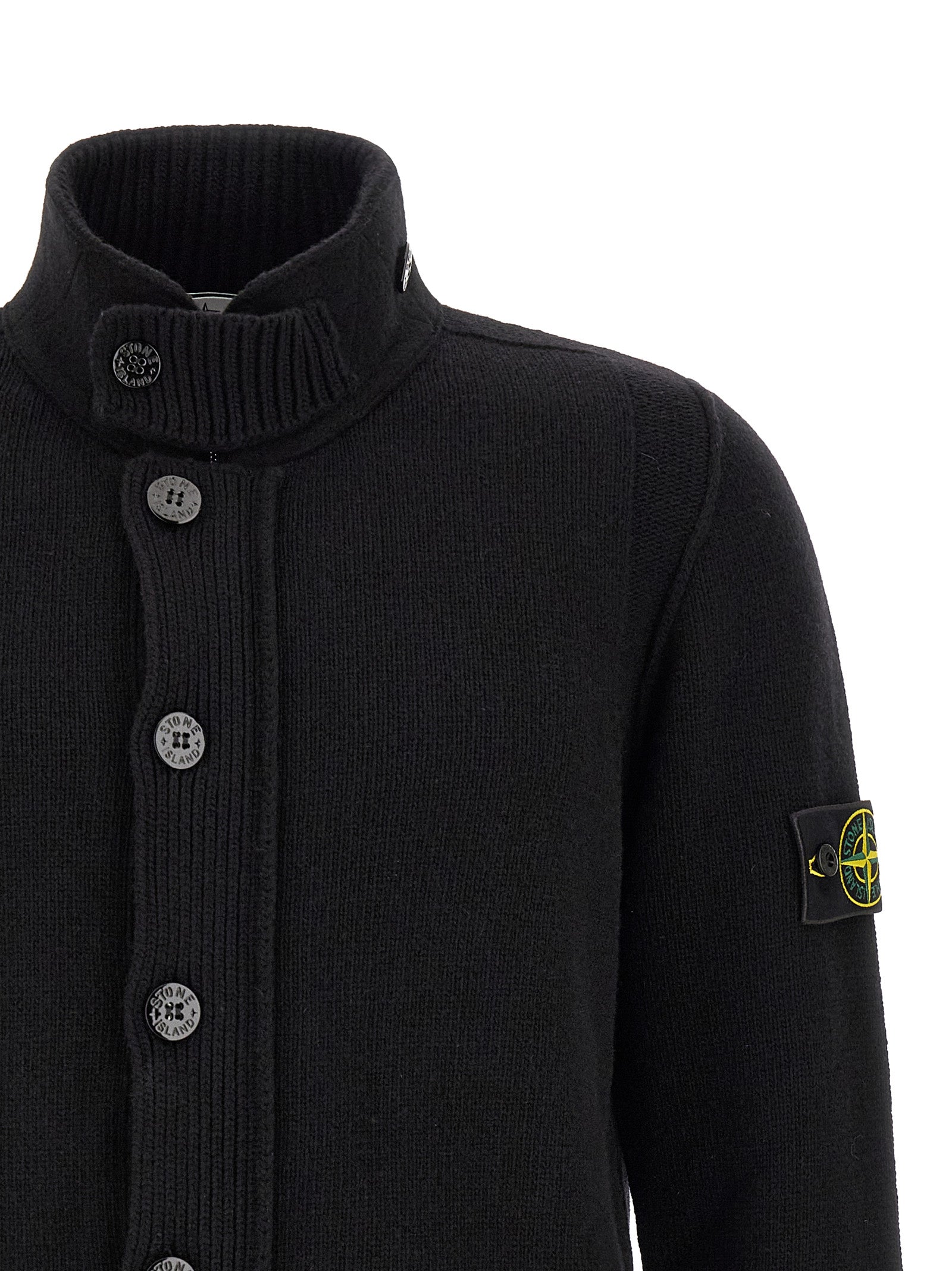 Stone Island Black Virgin Wool Cardigan