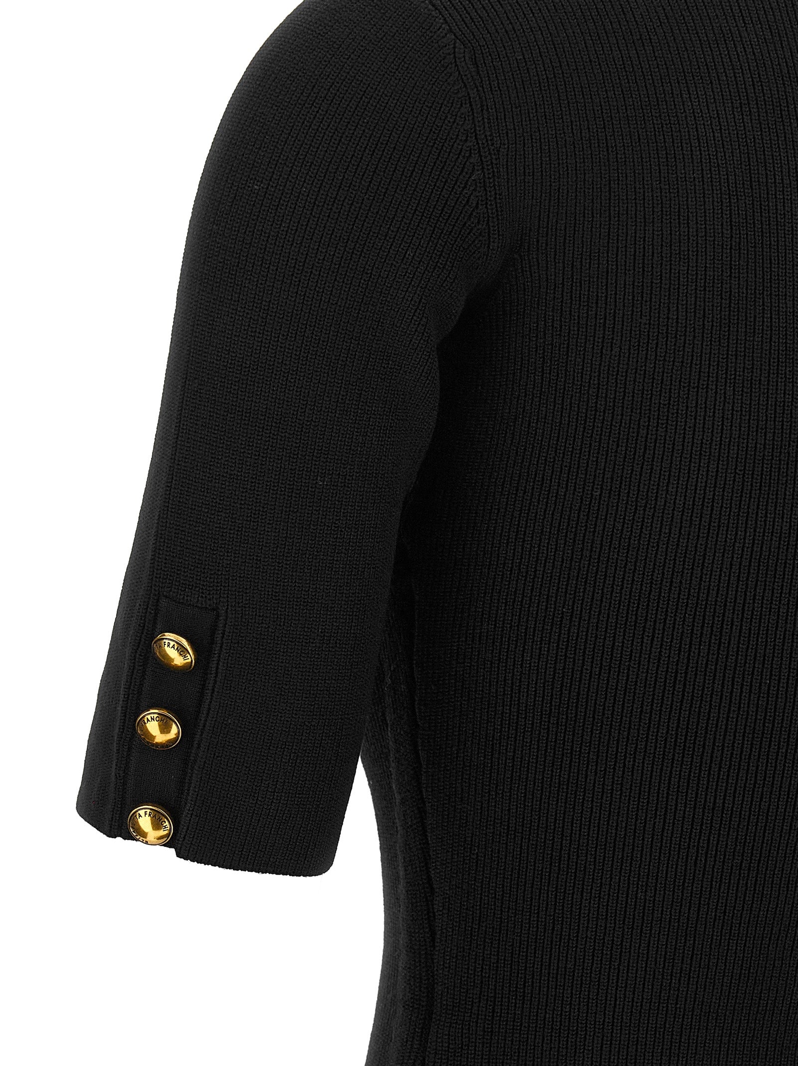 Elevate your wardrobe with the Elisabetta Franchi Black Viscose Short Dress, a masterpiece of elegance and sophistication, designed to enhance your silhouette with timeless allure.