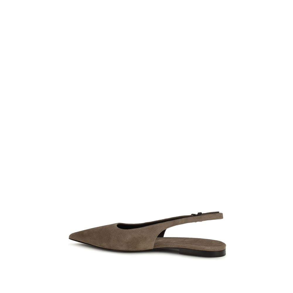 Discover the Brunello Cucinelli Brown Calf Leather Bos Taurus Ballet Flats, where exquisite craftsmanship meets contemporary elegance, perfect for the discerning connoisseur.