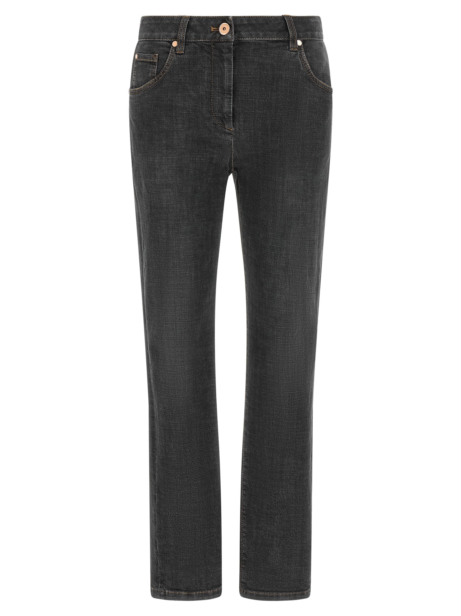 Elevate your wardrobe with Brunello Cucinelli Gray Cotton Slim Fit Jeans, where luxurious craftsmanship meets a sophisticated silhouette for the modern connoisseur.