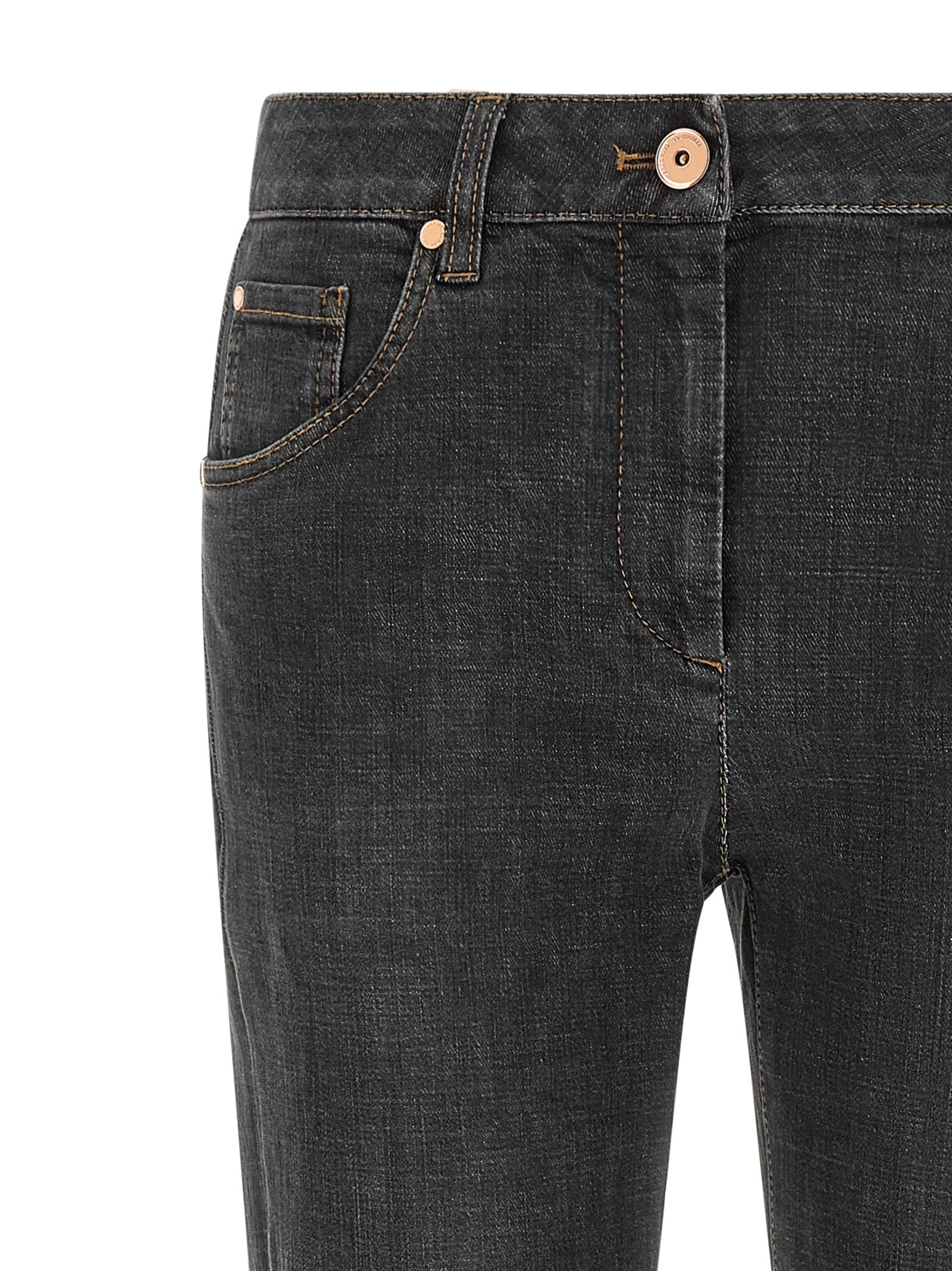 Experience the exquisite craftsmanship of Brunello Cucinelli Gray Cotton Slim Fit Jeans, where luxurious cotton meets a tailored silhouette for effortless elegance.