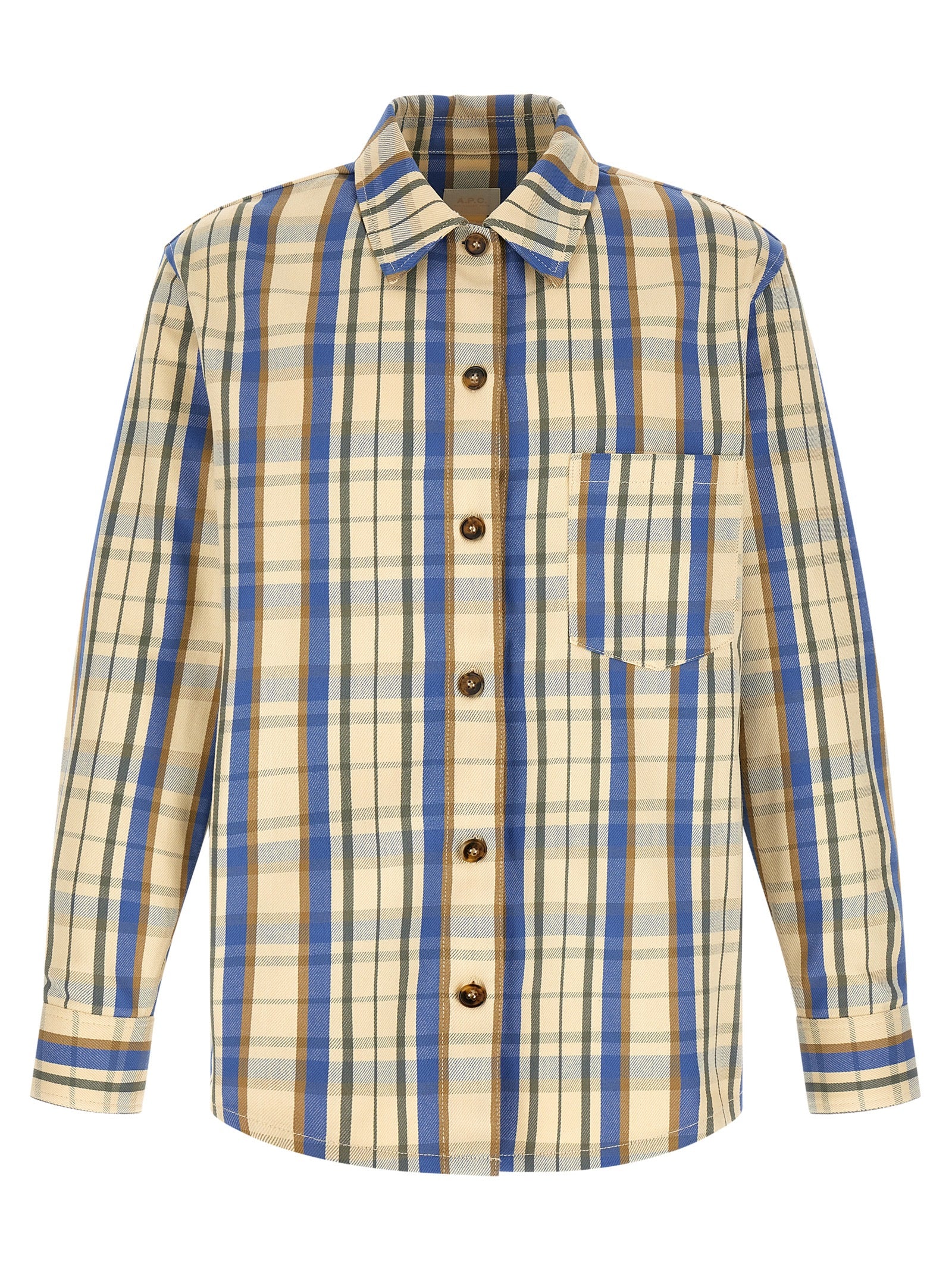 Elevate your wardrobe with the A.P.C. Bicolor Cotton Blouse, a masterpiece of sophisticated design and casual elegance, perfect for the discerning individual.
