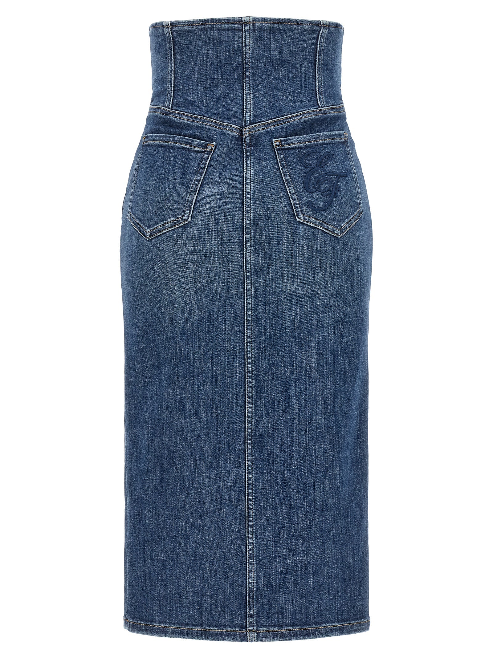 Elisabetta Franchi Blue Cotton Midi Skirt - Timeless Elegance