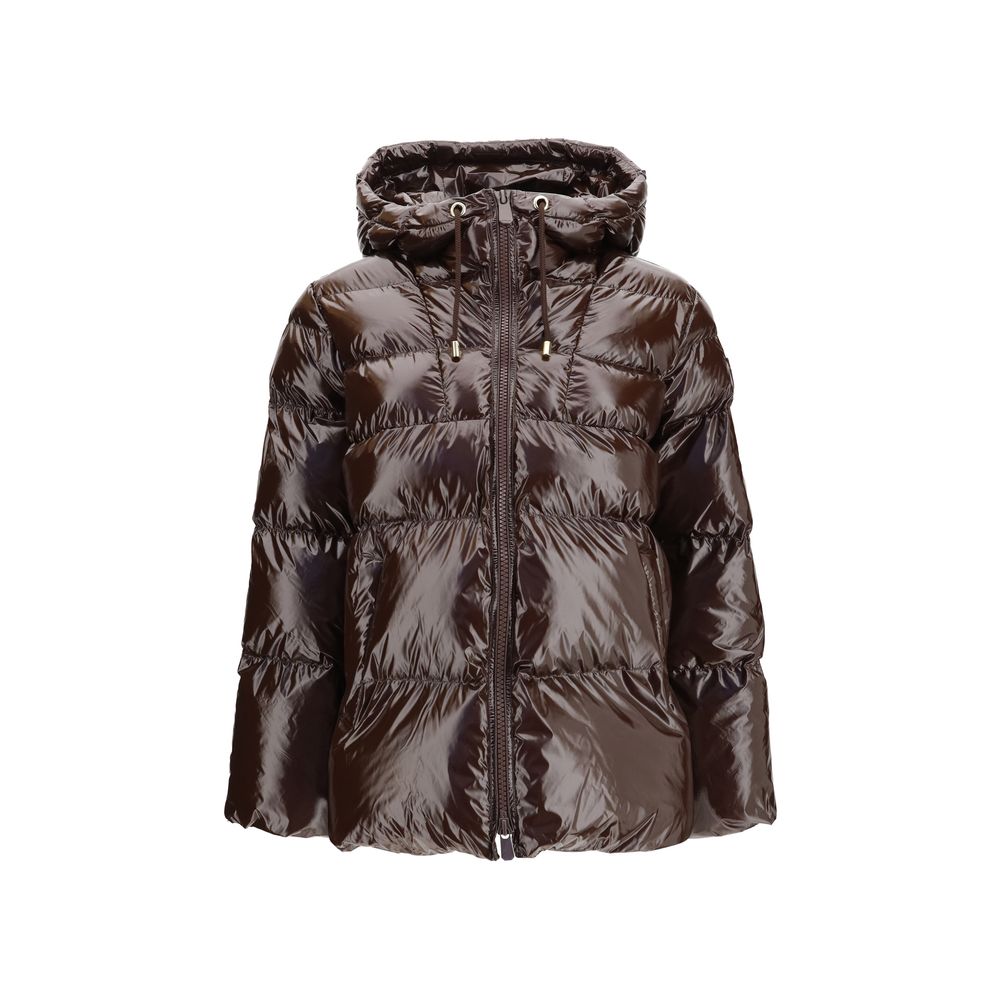 PINKO Eleodoro Hooded Puffer Jacket - Luxurious Brown Elegance