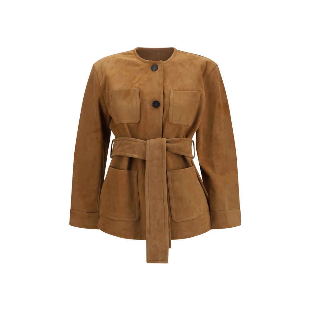 Max Mara Brown Lamb Leather Jacket - Timeless Luxury Elegance