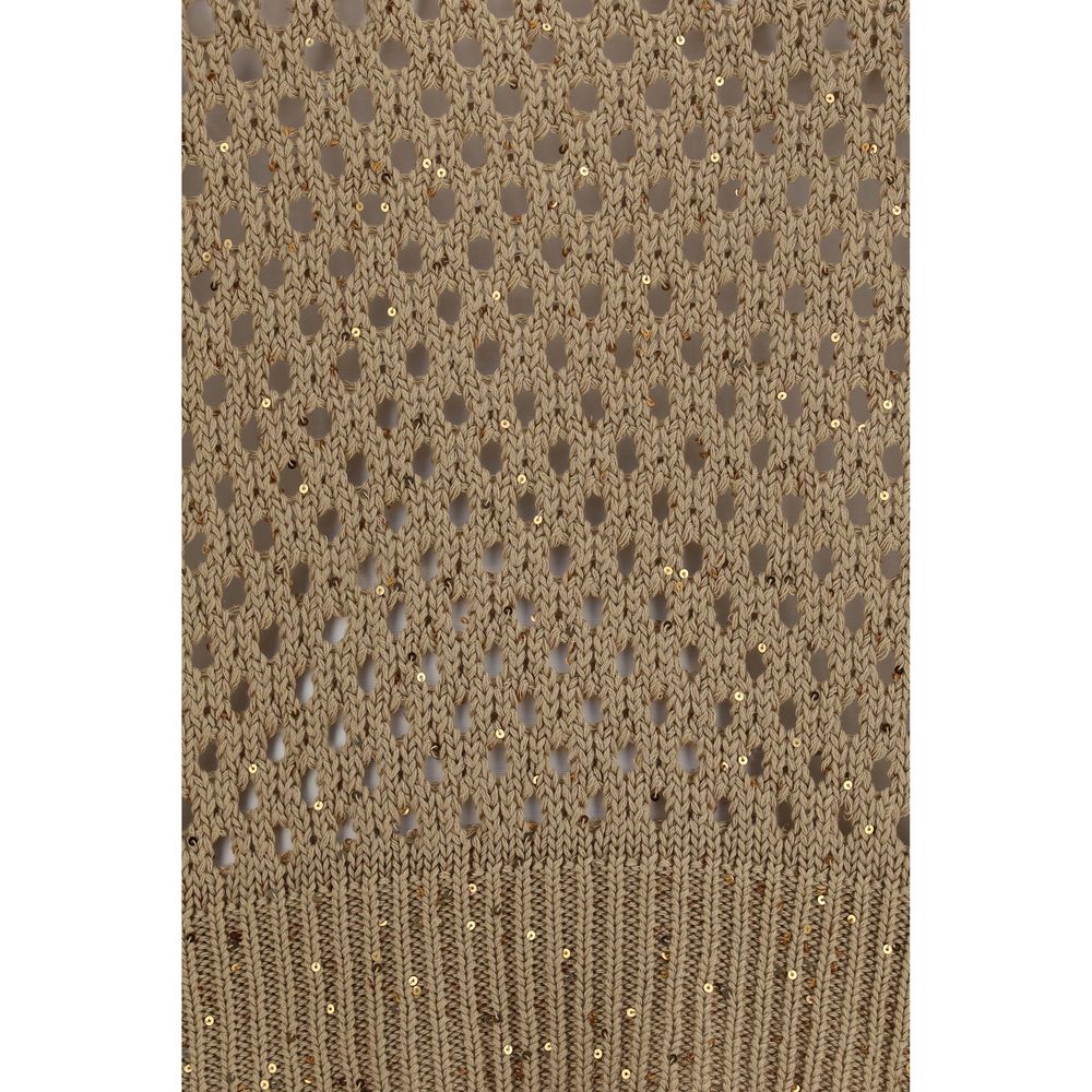 Max Mara Beige Cotton Sweatshirt - Exquisite Open Knit Elegance