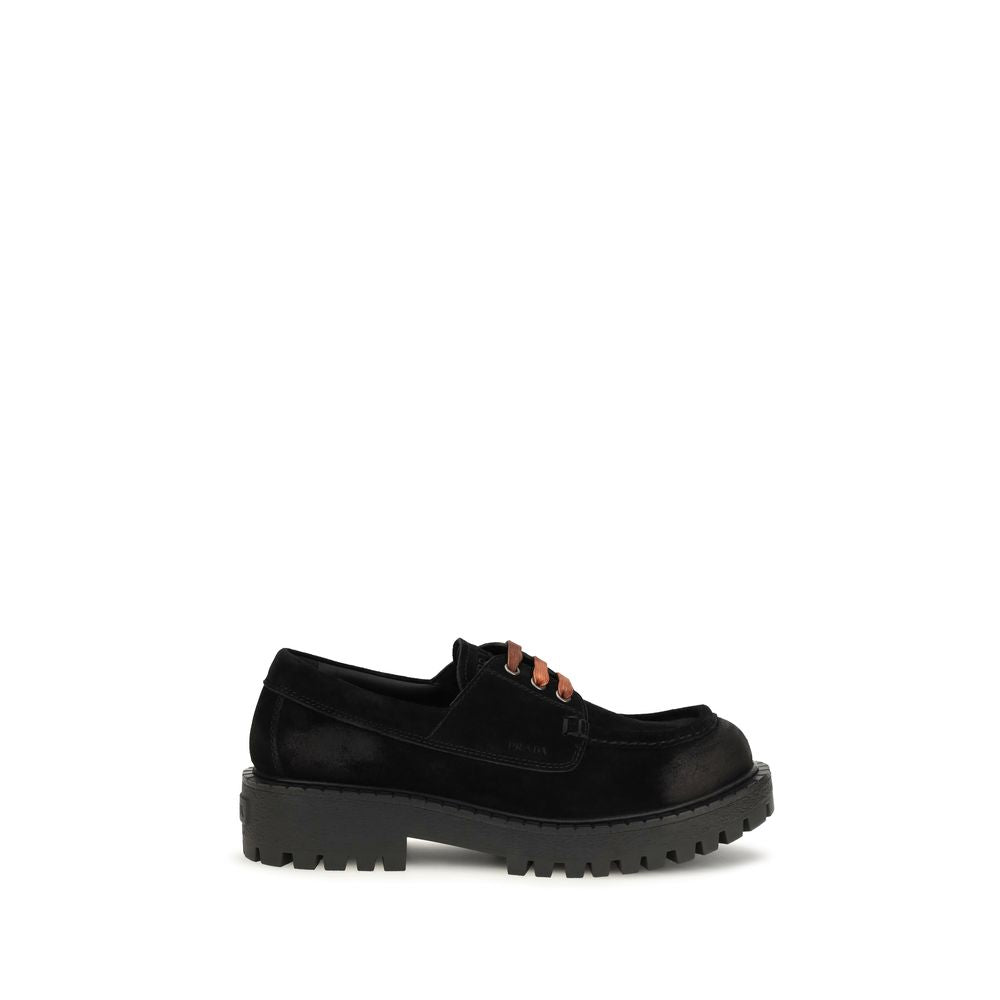 Prada Black Suede Leather Slip-On Loafers - Timeless Elegance