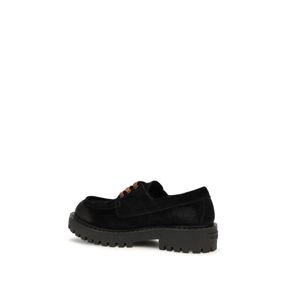 Prada Black Suede Leather Slip-On Loafers - Timeless Elegance