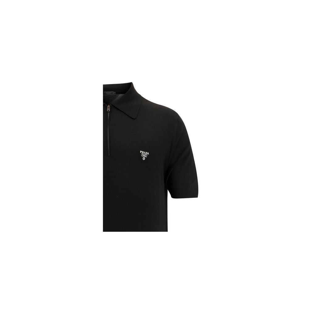 Prada Black Wool Oves Aries Polo Shirt - Timeless Luxury Elegance
