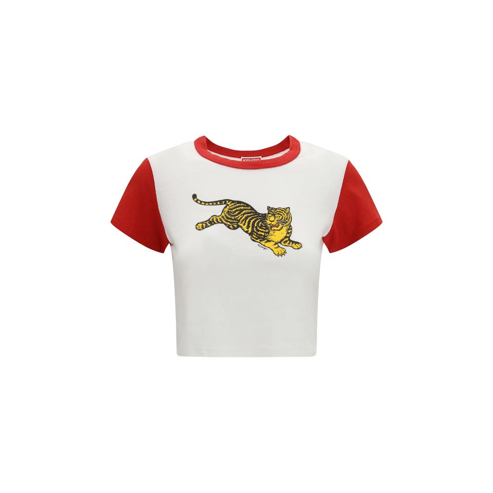 Indulge in the exquisite craftsmanship of Kenzo's Jumping Tiger cropped T-shirt, a luxurious cotton piece that embodies elegance and effortless style for the discerning individual.