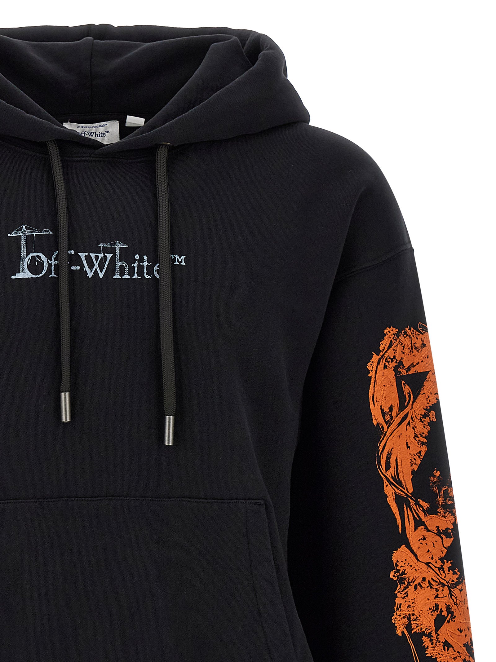 Elevate your wardrobe with the Off-White Black Cotton Sweatshirt, a masterpiece of contemporary streetwear that fuses urban elegance with unparalleled comfort.