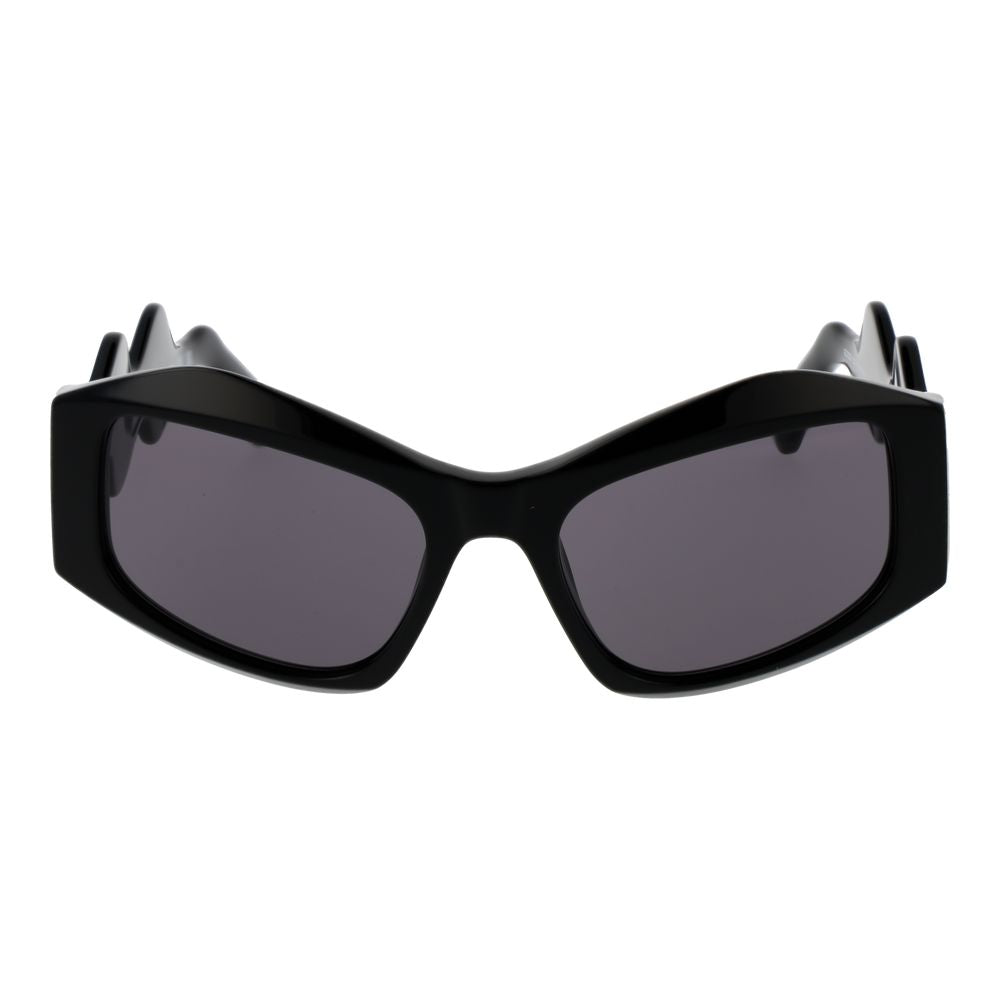 Indulge in the GCDS Black Acetate Sunglasses, a luxurious cat-eye silhouette crafted for timeless elegance and ultimate UV protection, perfect for any discerning style.