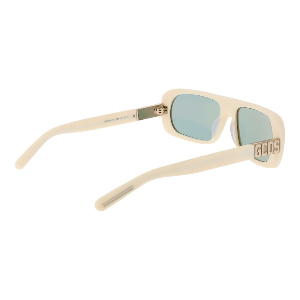 Indulge in the elegance of GCDS Cream Acetate Sunglasses, where premium craftsmanship meets timeless allure, perfect for those who embody sophistication and style.