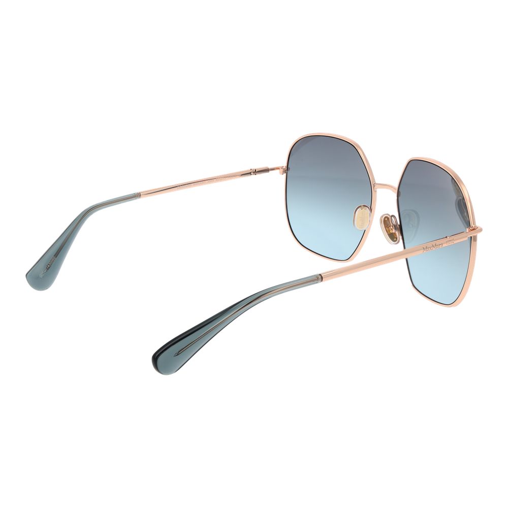 Discover the Max Mara Rose Gold Metal Sunglasses, where exquisite craftsmanship meets luxurious design, elevating your style with striking blue gradient lenses.