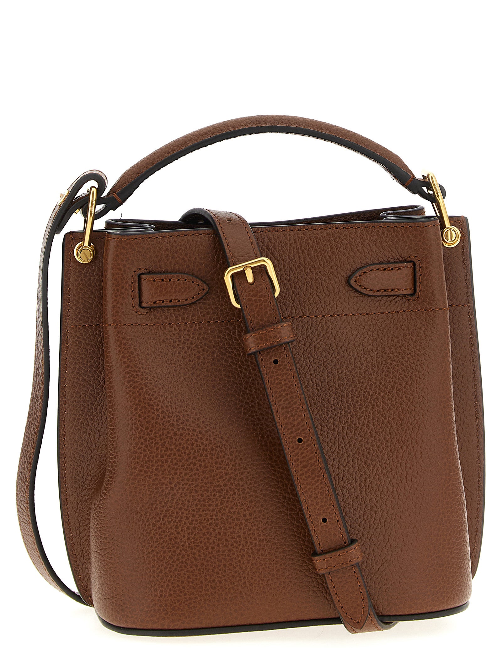 Elevate your accessory game with the Mulberry Islington mini bucket bag, crafted from luxurious hammered calfskin leather, embodying timeless elegance and superior craftsmanship.