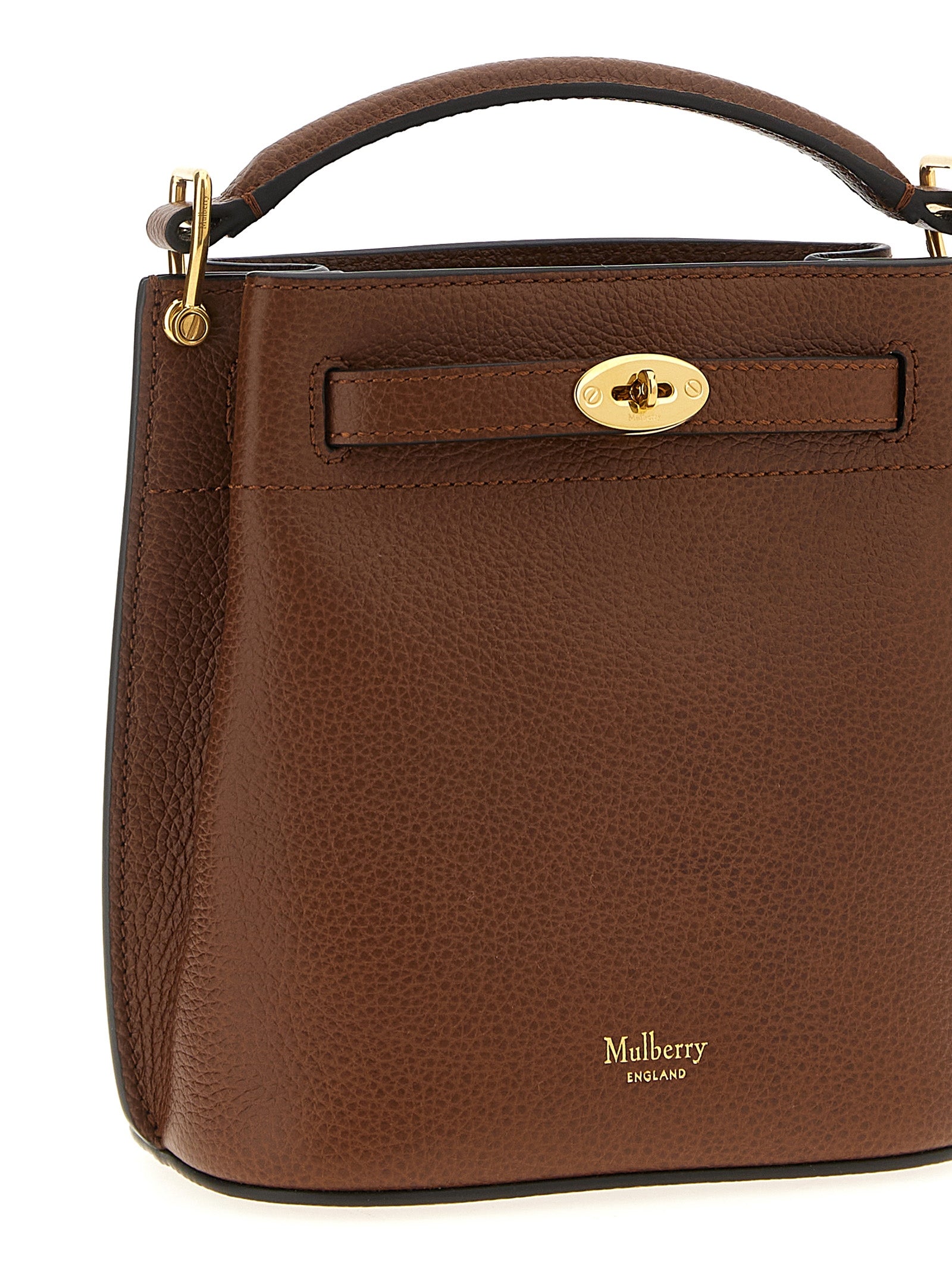 Elevate your style with the Mulberry Islington mini bucket bag, a masterpiece in hammered calfskin leather, embodying exquisite craftsmanship and timeless elegance.