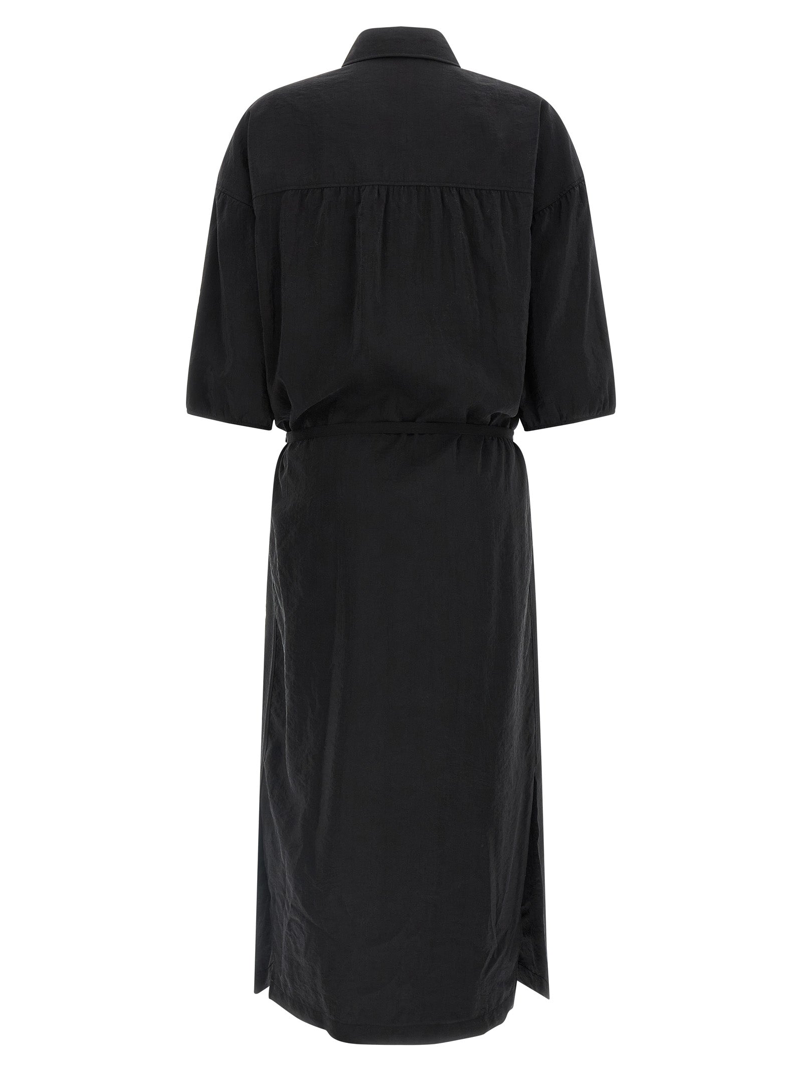 Experience the allure of the Lemaire Black Silk Midi Dress, a masterpiece in luxury-textured silk that embodies bold elegance and sophisticated artistry.