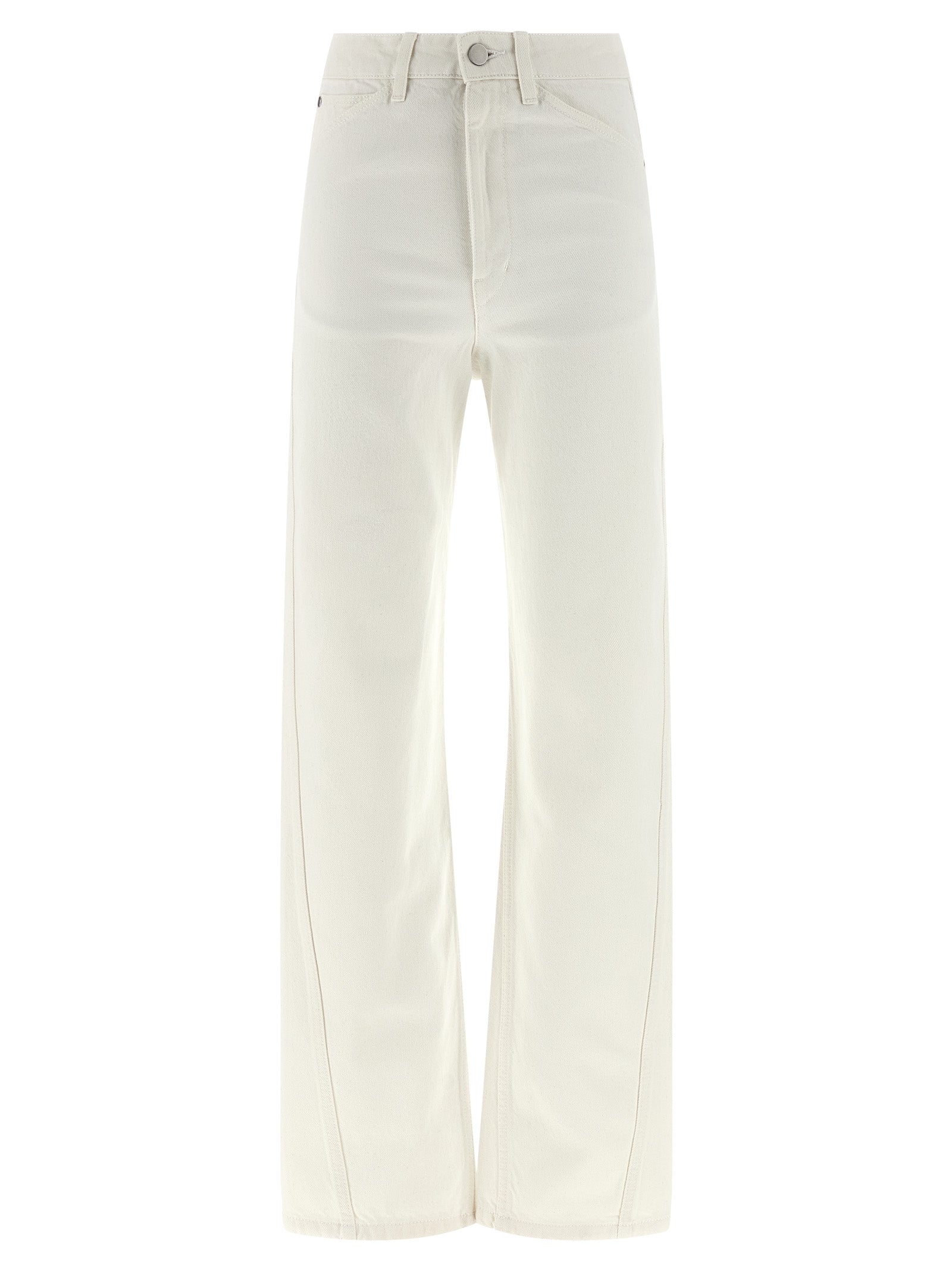 Elevate your wardrobe with Lemaire's White Cotton High-Waisted Jean, a masterpiece of modern design and sophistication, perfect for the discerning fashion connoisseur.