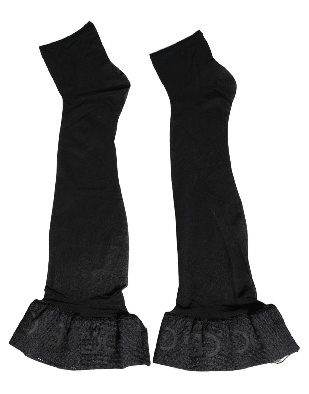 Dolce & Gabbana Black Nylon Logo Calf Socks for Timeless Elegance