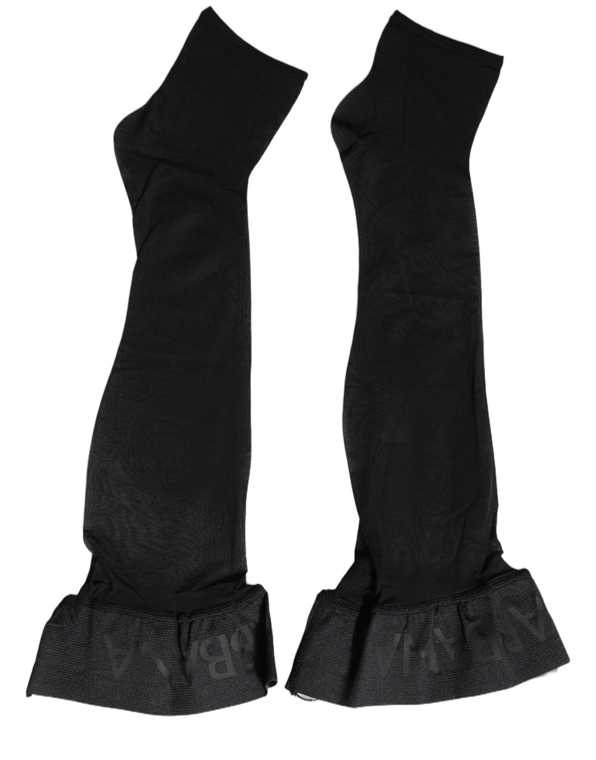 Dolce & Gabbana Black Nylon Logo Calf Socks for Luxe Elegance
